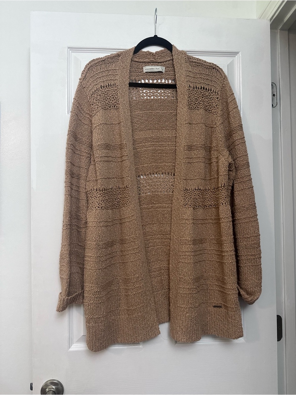 Abercrombie & Fitch Longline Cardigan Knit Size XL Oat Brown
